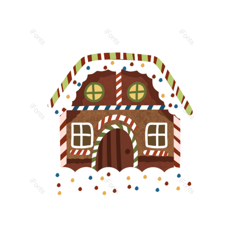圣诞快乐图片,糖果屋元素,下雪PNG,圣诞免抠素材